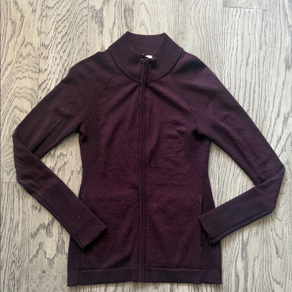 lululemon athletica Wool Zip sweater in Maroon
